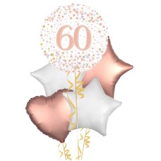Happy 60th Birthday Rose Gold Balloon Bouquet